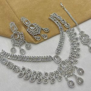 American Diamond Zircon stone work Beautiful Bridal Necklace