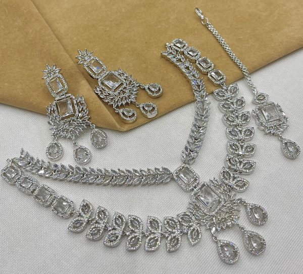 American Diamond Zircon stone work Beautiful Bridal Necklace