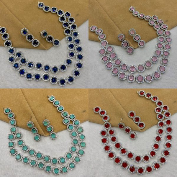 American Diamond Zircon stone work Beautiful Double layer Necklace - Image 2