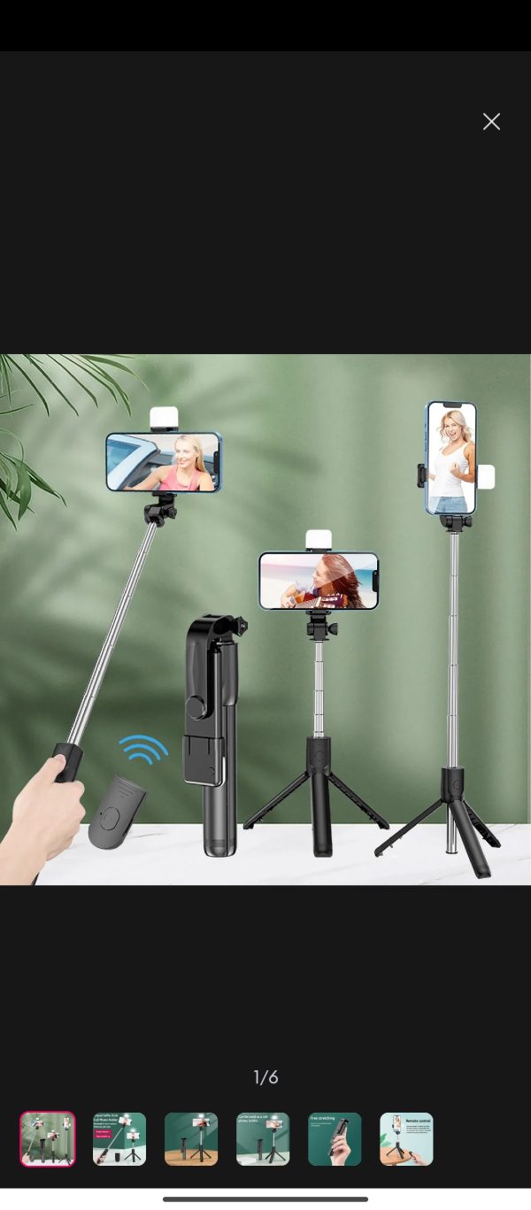 Wireless Selfie Stick R1S (WITH LIGHT) Tripod Bluetooth Shutter selfie Light foldable Selfie stick for all Phone Extendable With charging Cable Detachable Bluetooth Shutter