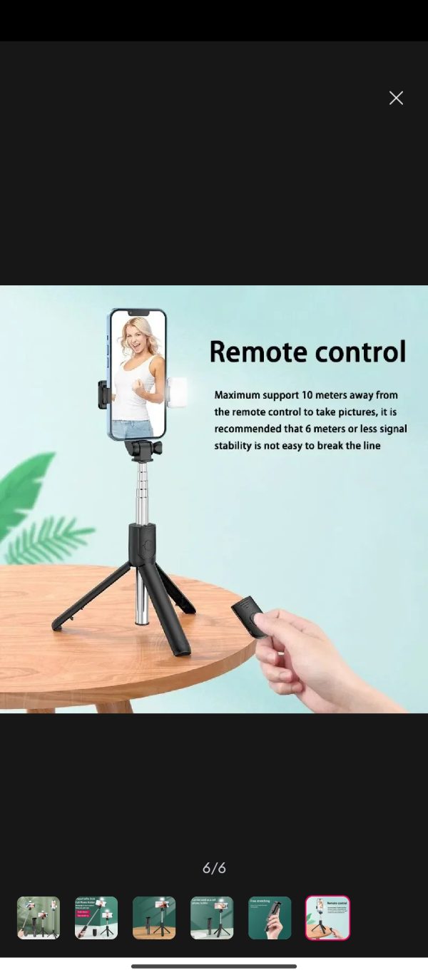 Wireless Selfie Stick R1S (WITH LIGHT) Tripod Bluetooth Shutter selfie Light foldable Selfie stick for all Phone Extendable With charging Cable Detachable Bluetooth Shutter - Image 2